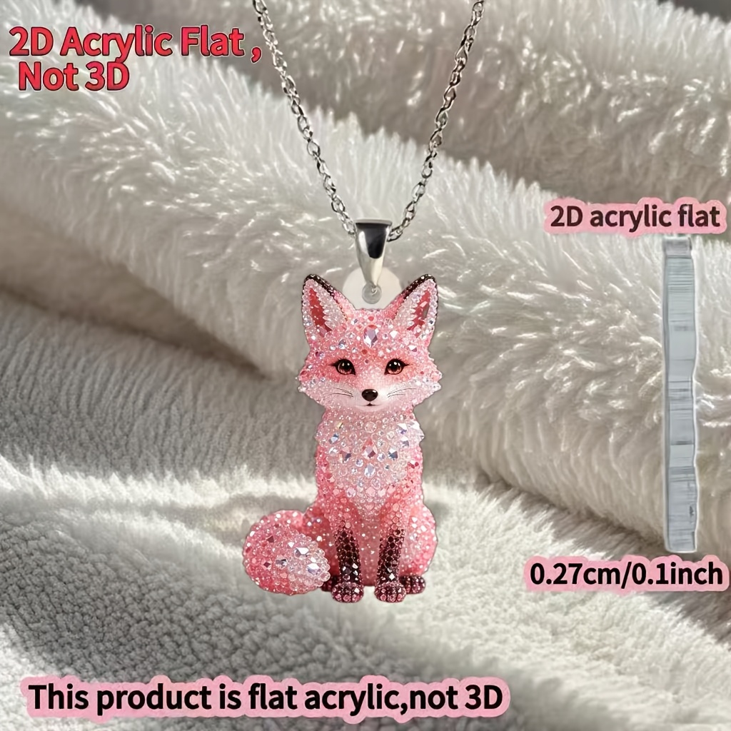 Unisex Cute Fox Acrylic Pendant Necklace, Fashion Gift